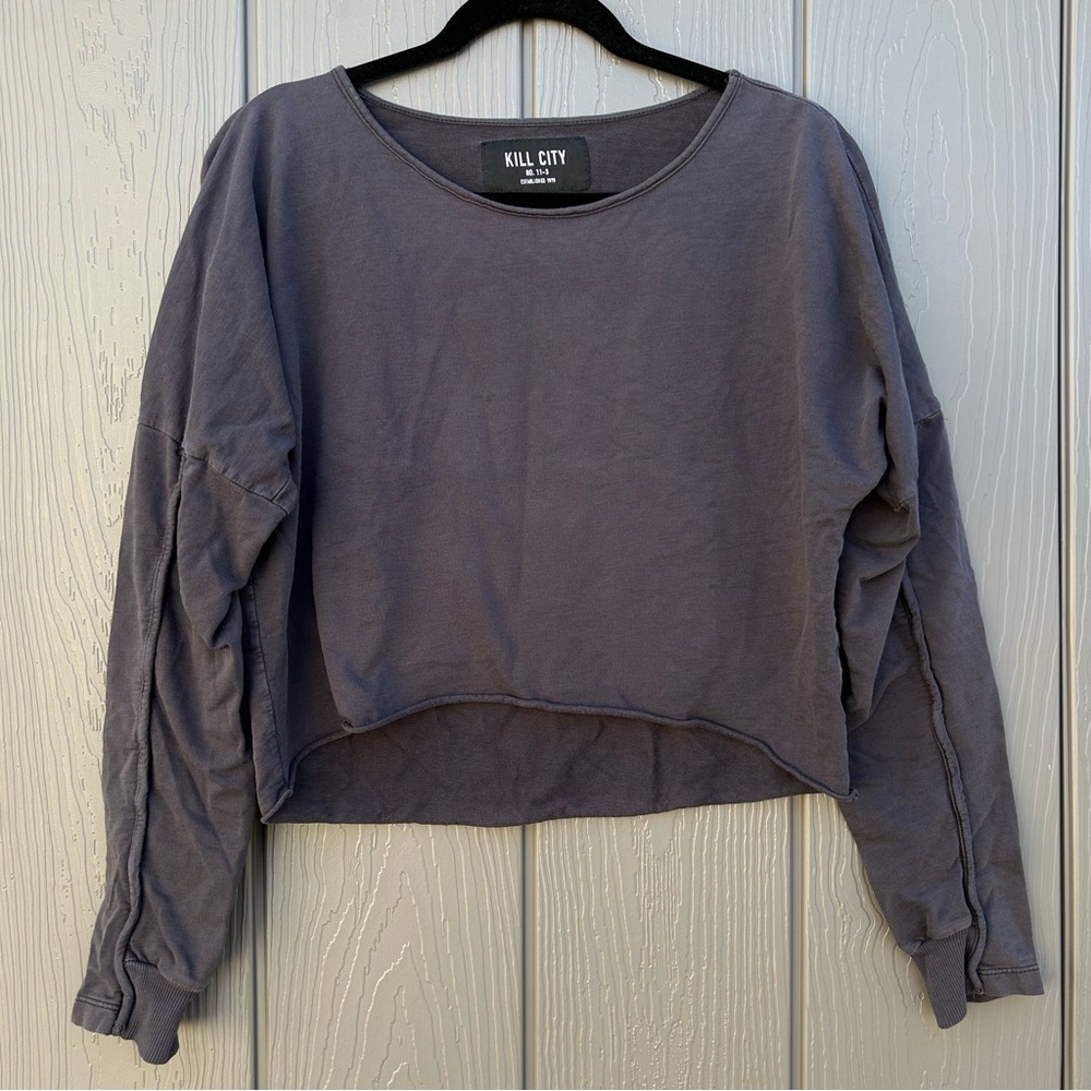 Kill City Cropped Top Long Sleeve Dystopian Style Gothic Grunge Shirt Size Large